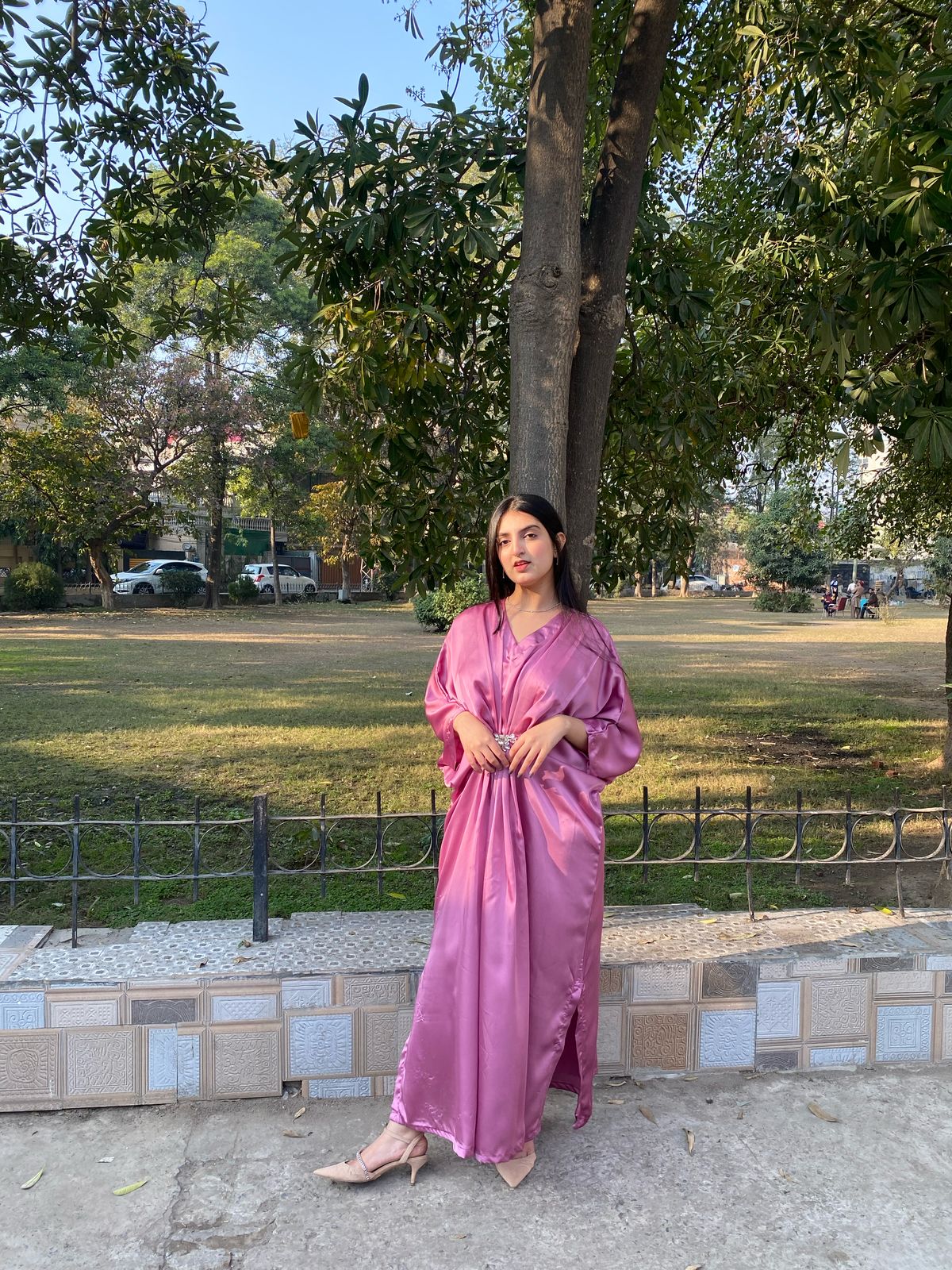 Pink Silk Kaftan