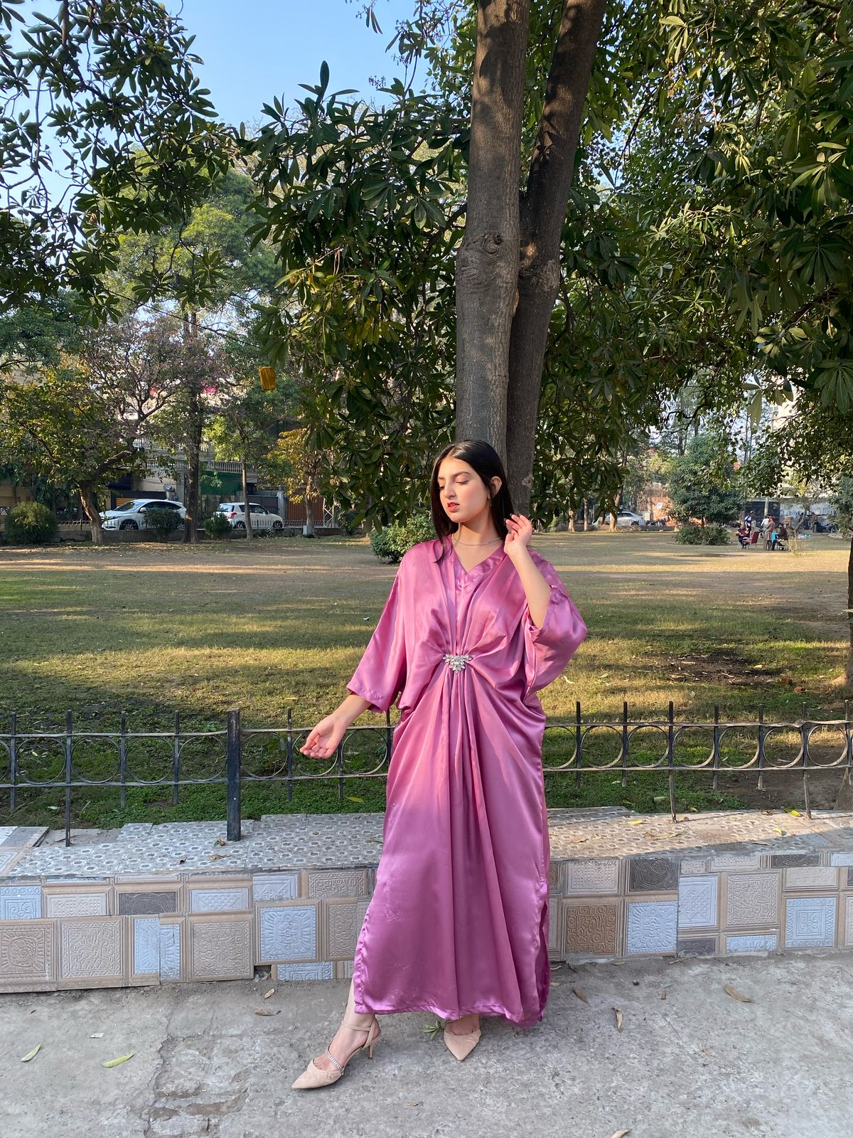 Pink Silk Kaftan